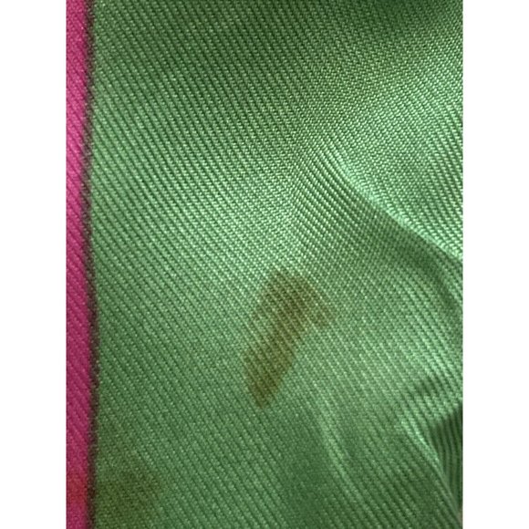 Burmel Vintage 1960's Pink Green Stripe Hand Rolled All‎ Silk Scarf 13x68 Italy - Picture 14 of 16